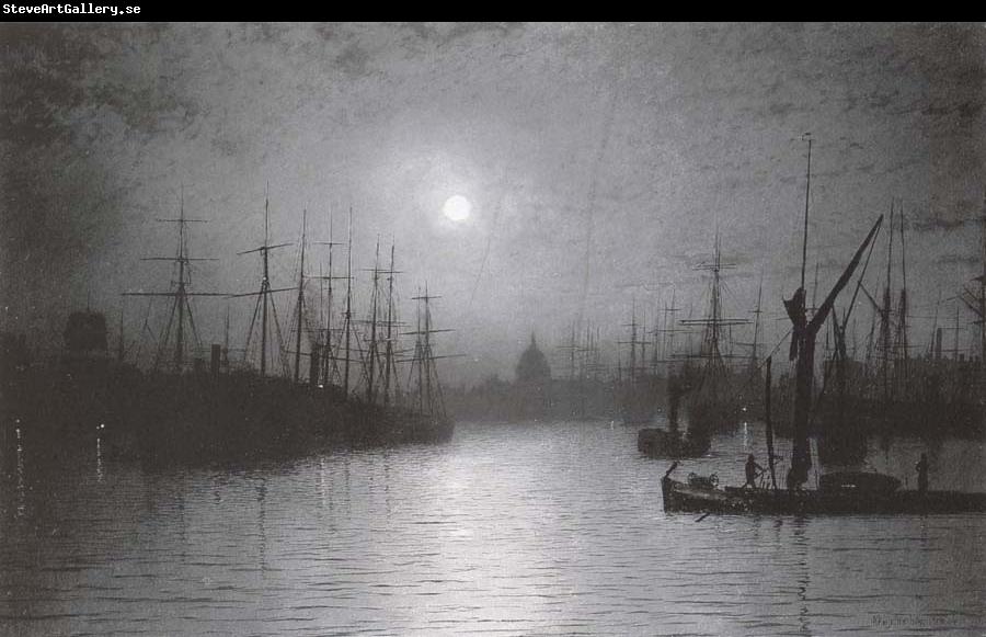 Atkinson Grimshaw Nightfall down the Thames